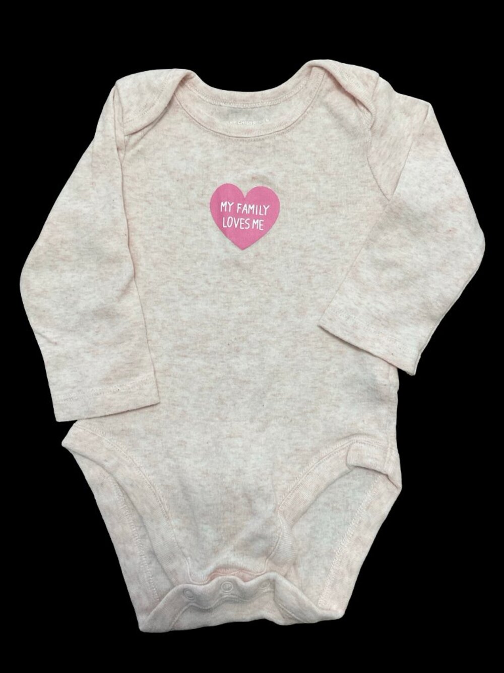 🌻10/$25 - Pink Marled Long Sleeve Onesie w/ "My Family Loves Me" Graphic